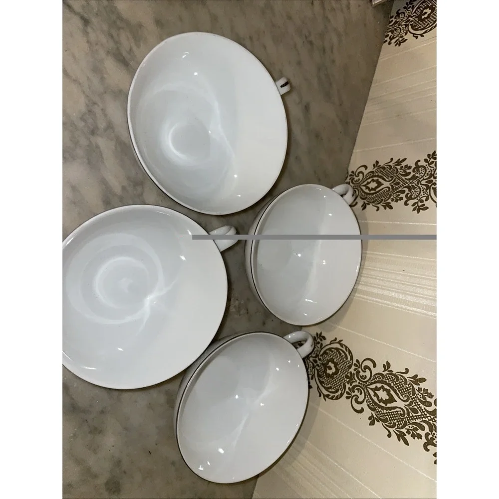 St Regis Fine China Coffee/Tea Cup ONLY 101 White‎ Floral, Silver Japan Set of 4